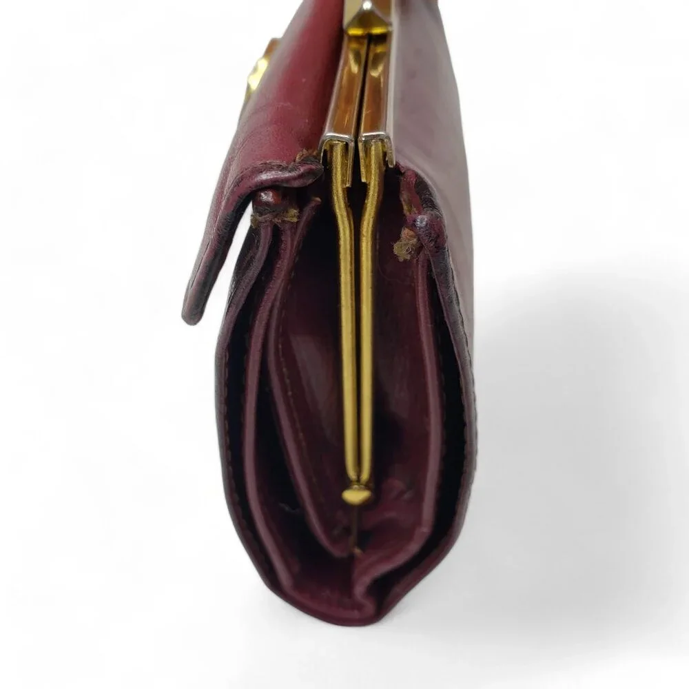 Vintage Bosca Wallet Women’s Burgundy Leather Bi Fold Snap Closure